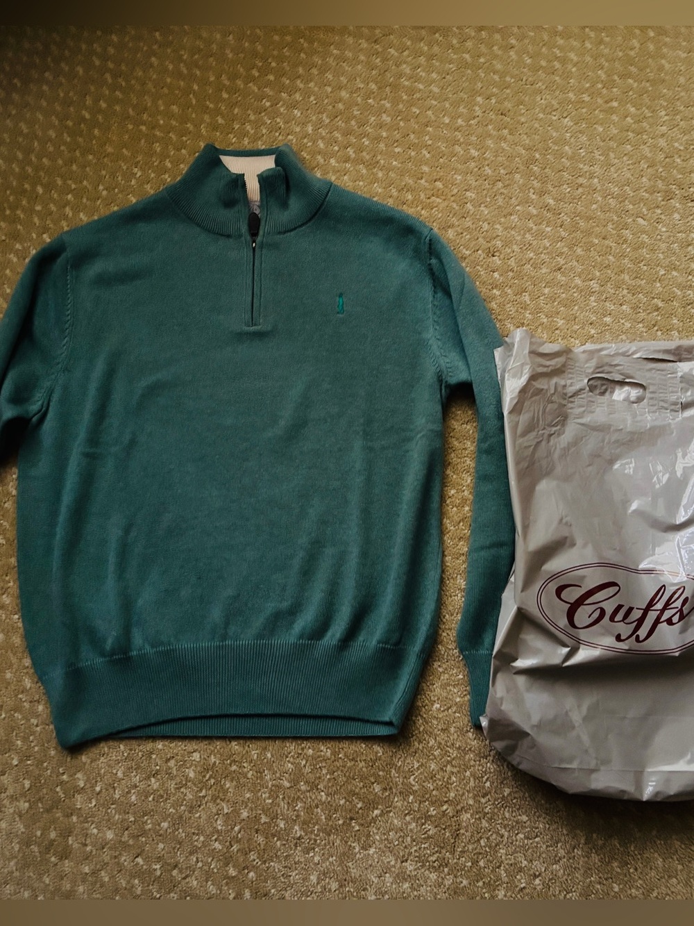 CUFFS CHAGRIN FALLS Brand NEW Men's Half-Zip Sweater - Green Size Medium M w BAG